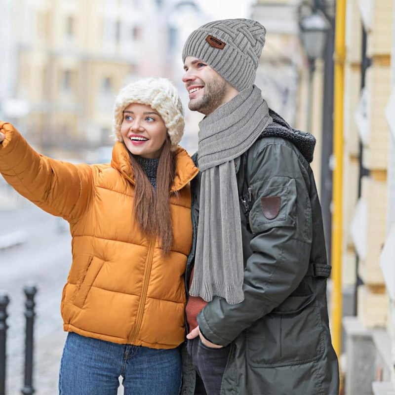 Darller Mens Winter Hats Scarf for Men with Touchscreen Gloves Warm Long Scaves and Skull Caps Beanie Hat Gloves Set - Image 5